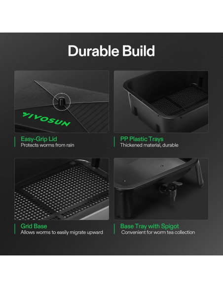 Contenedor de Compostaje VIVOSUN 50L 5 Capas para Lombrices