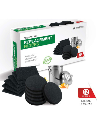 Filtros de carbón activado BRENSTEN para cubos de compostaje 12 piezas