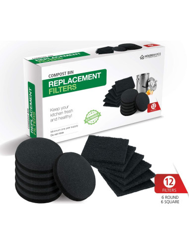 Filtros de carbón activado BRENSTEN para cubos de compostaje 12 piezas