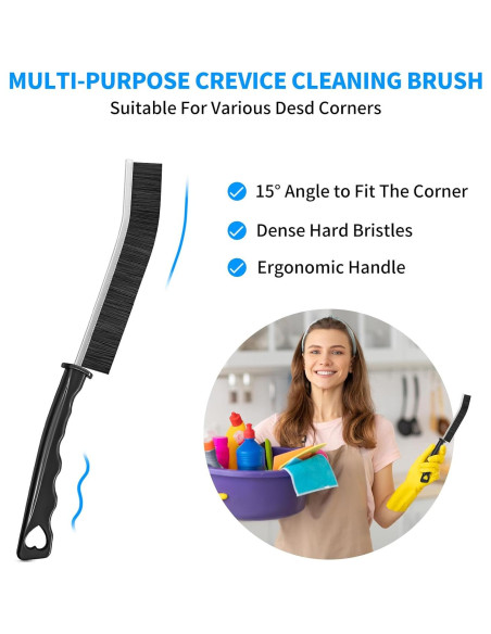 Cepillo de limpieza de ranuras 4TH - Cerdas duras, negro