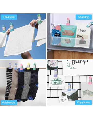 Pinzas de Ropa Tinfol, 28 Mini Clips de Acero Inoxidable