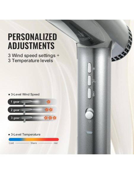Secador de Pelo Profesional VEVOR 98,000 RPM 3 Temperaturas