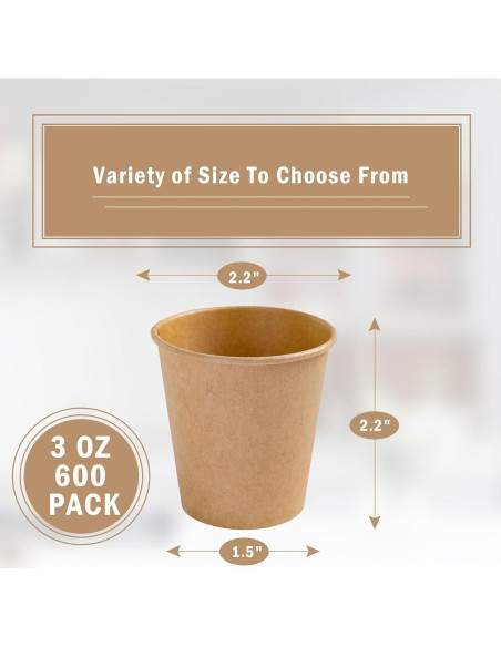 Vasos de Papel Kraft Lamosi 3 oz - Paquete 600 Unidades