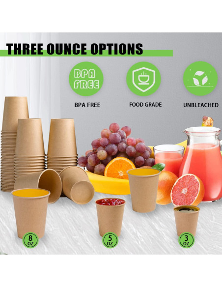 Vasos de Papel Kraft Lamosi 3 oz - Paquete 600 Unidades