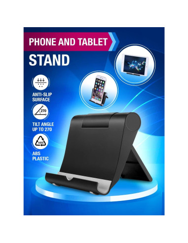 Soporte para Teléfono Móvil Good Plegable Ajustable Negro