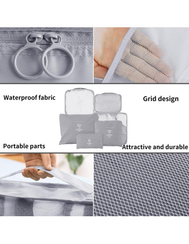 Set de 6 Cubos de Compresión Jealkip para Viaje Gris
