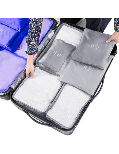 Set de 6 Cubos de Compresión Jealkip para Viaje Gris