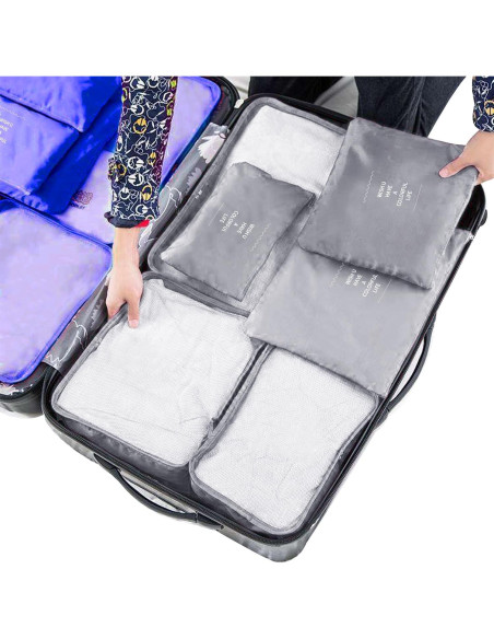 Set de 6 Cubos de Compresión Jealkip para Viaje Gris