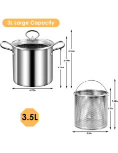 Olla Multifuncional Yummy Sam 3L Acero Inoxidable con Canasta 2