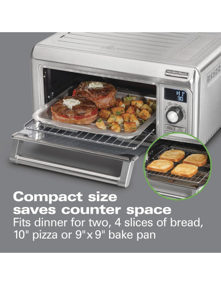 Horno Tostador Digital Hamilton Beach 1500W Freidora de Aire 6 en 1