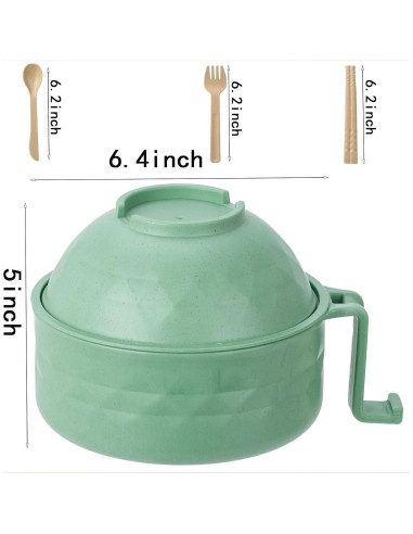 Tazón de Ramen OZY para Microondas Verde 6 Piezas