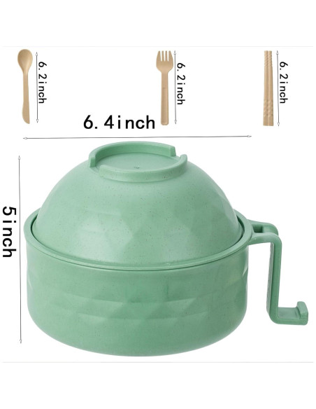 Tazón de Ramen OZY para Microondas Verde 6 Piezas