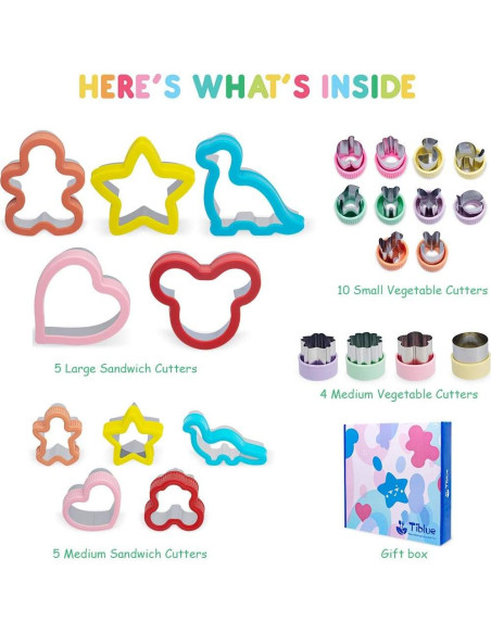 Juego de Cortadores de Sándwich Tiblue 24 Piezas Acero Inoxidable