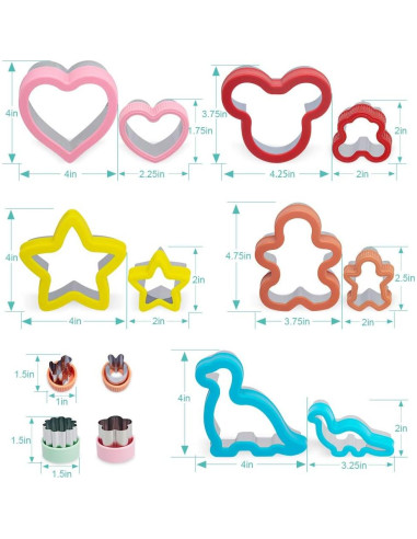 Juego de Cortadores de Sándwich Tiblue 24 Piezas Acero Inoxidable