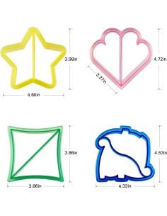 Cortadores de Sándwich HiempTru 4 Piezas Coloridos para Niños 2