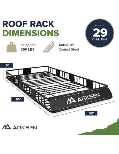 ARKSEN Rack de Techo 213 cm x 99 cm x 15 cm 250 kg con Bolsa
