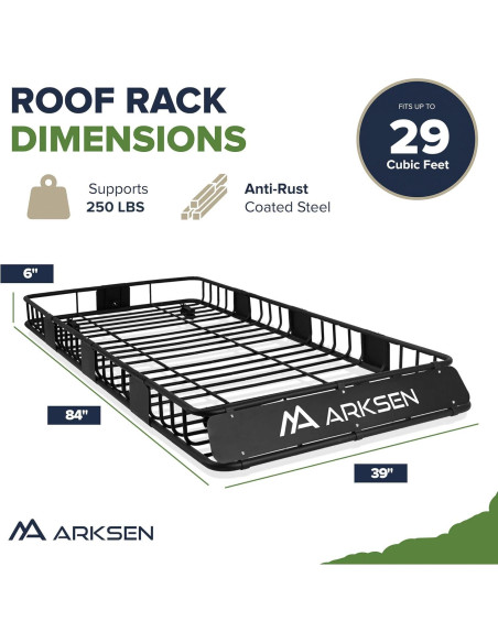 ARKSEN Rack de Techo 213 cm x 99 cm x 15 cm 250 kg con Bolsa
