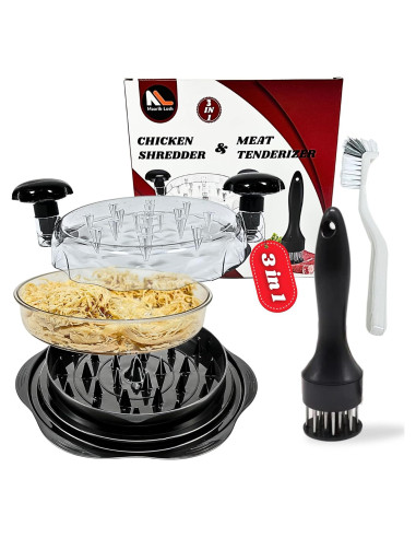 Desmenuzador de Pollo Mejorado Maarib Lush con Ablandador y Cepillo