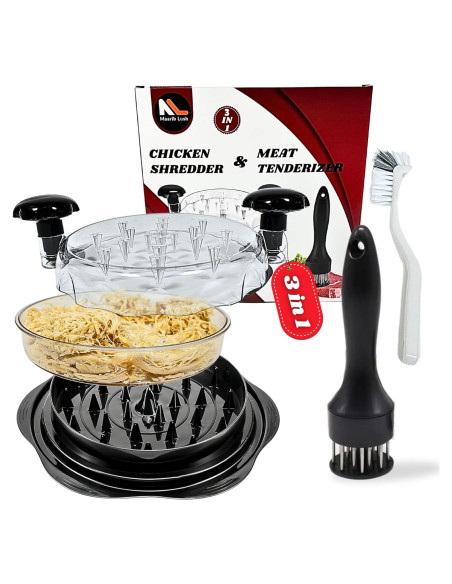 Desmenuzador de Pollo Mejorado Maarib Lush con Ablandador y Cepillo