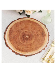 Bandejas Desechables Efavormart 33 cm Rodajas Madera 6 Piezas