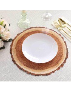 Bandejas Desechables Efavormart 33 cm Rodajas Madera 6 Piezas 2