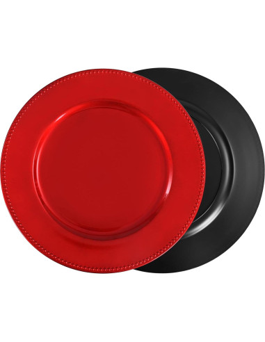 24 Platos Cargadores Rojos 33 cm Pesonlook Decorativos