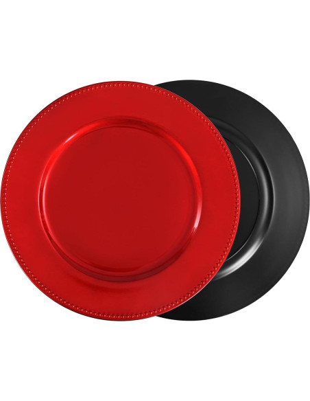 24 Platos Cargadores Rojos 33 cm Pesonlook Decorativos