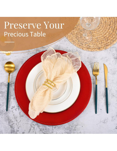 24 Platos Cargadores Rojos 33 cm Pesonlook Decorativos