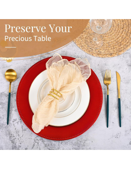 24 Platos Cargadores Rojos 33 cm Pesonlook Decorativos