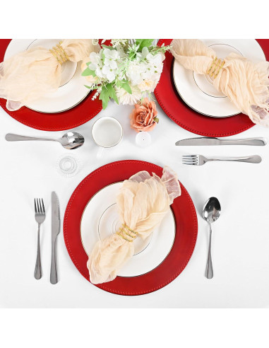 24 Platos Cargadores Rojos 33 cm Pesonlook Decorativos