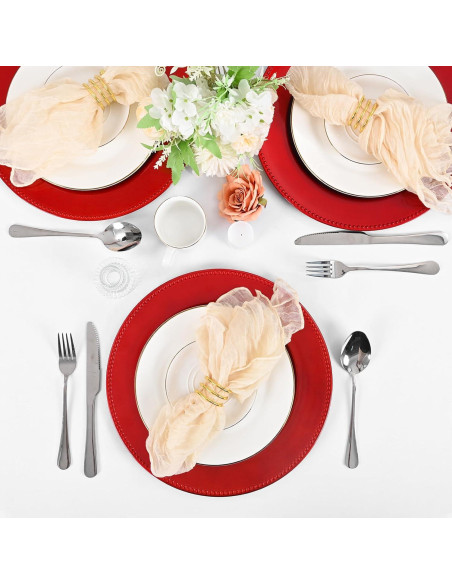 24 Platos Cargadores Rojos 33 cm Pesonlook Decorativos