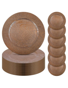 Mifoci 50 Platos Cargadores de Plástico Rústicos 33 cm