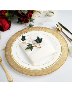 Platos de Cargador de Vidrio TCF Linen 33 cm Bisel Dorado 8 Pzas 2