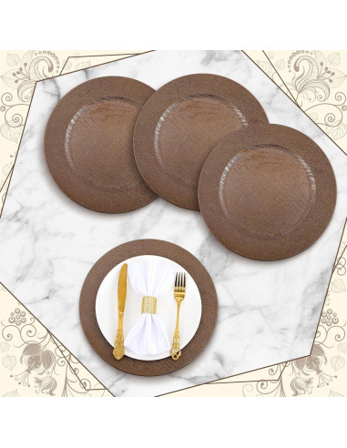 Mifoci 50 Platos Cargadores de Plástico Rústicos 33 cm