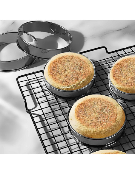 4 Piezas Anillos para Muffin Inglés Acero Inoxidable 9.5 cm