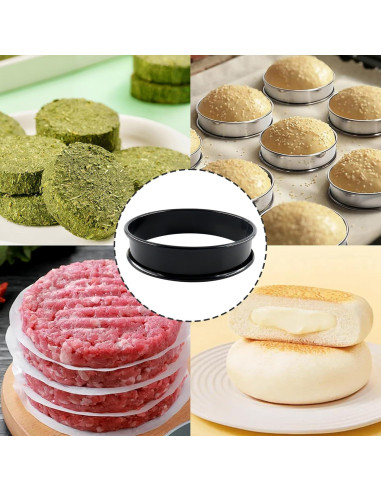 4 Piezas Anillos para Muffin Inglés Acero Inoxidable 9.5 cm