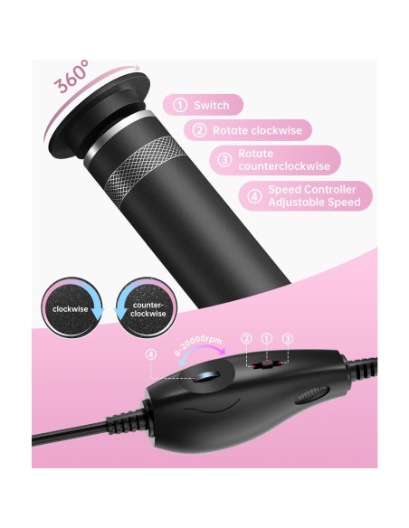 Removedor de Callos Eléctrico Tohecu FCM-08 Negro con 60 Discos