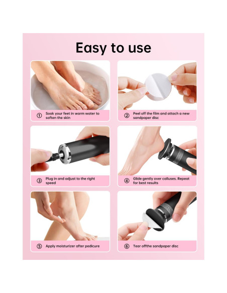 Removedor de Callos Eléctrico Tohecu FCM-08 Negro con 60 Discos