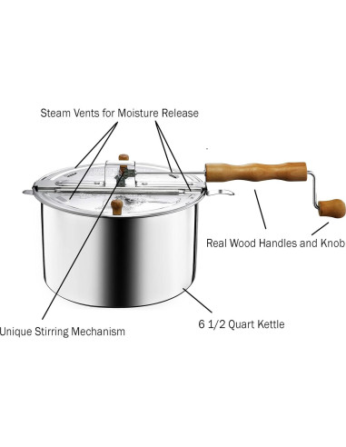 Horno de Palomitas de Maíz Great Northern 5qt Aluminio Plateado