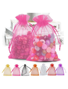 Bolsas de Organza Rosa ANZNKU 50 Piezas 10x15 cm