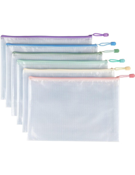 Tamaki 6 Bolsas de Cremallera Malla Impermeables A4