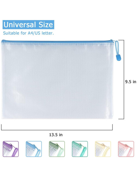 Tamaki 6 Bolsas de Cremallera Malla Impermeables A4