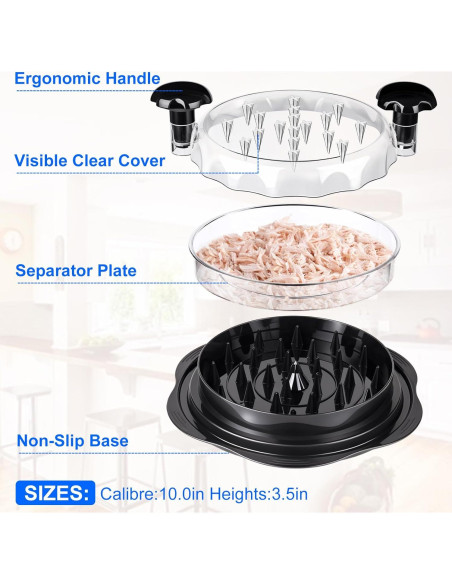 Desgarrador de Pollo Jopplim, Ergonomico, Antideslizante, 427g