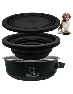 Tazón de Acero Inoxidable Vebs Pets 0.85L y 0.57L Antideslizante