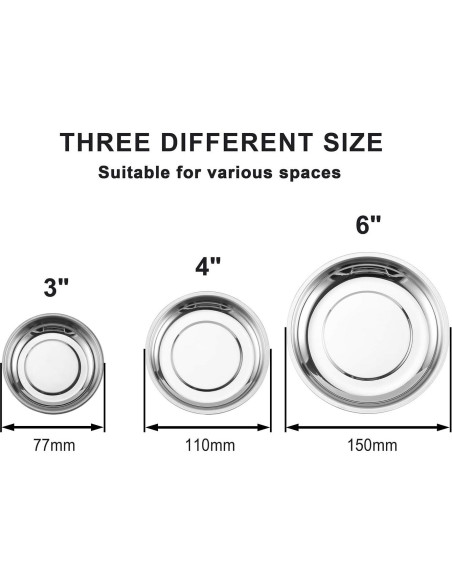 Juego de Bandejas Magnéticas Mayouko 3 Piezas 3" 4" 6"