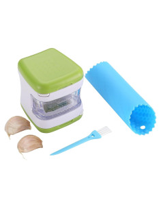 Juego de Prensa y Pelador de Ajo Houlime con Cepillo