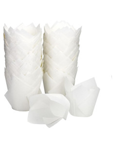 200 Forros de Cupcake Tulipán Taoxi Papel Antigrasa Blanco