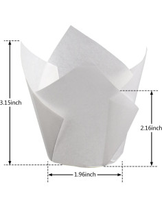 200 Forros de Cupcake Tulipán Taoxi Papel Antigrasa Blanco 2