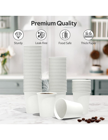 100 Tazas de Papel Desechables 8 oz Dealusy A Prueba de Fugas