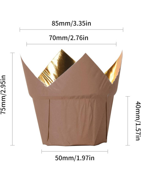 Forros de Cupcake Tulipán Dorado PARTYHIPPO 100 Pcs